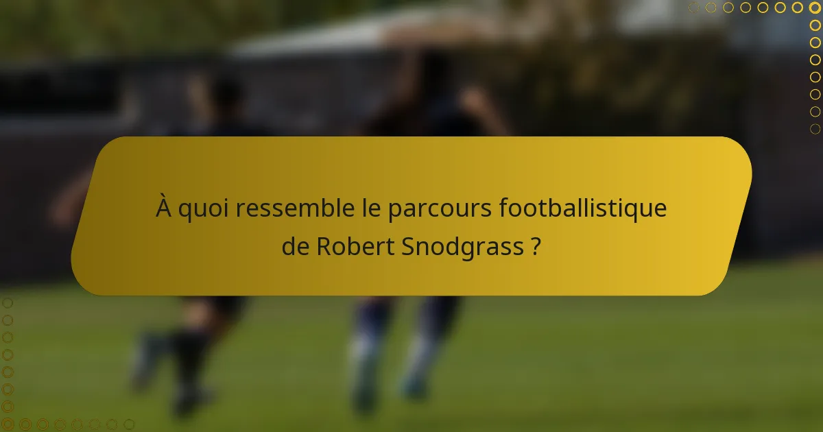 À quoi ressemble le parcours footballistique de Robert Snodgrass ?