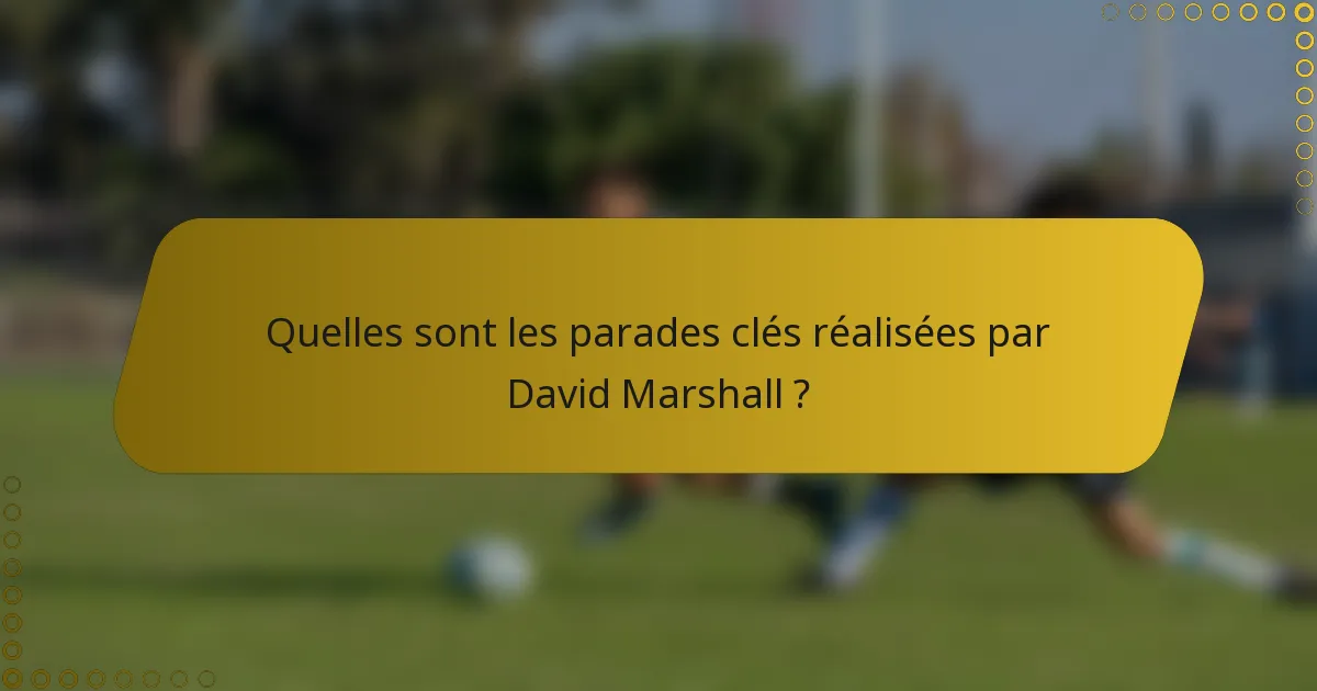 Quelles sont les parades clés réalisées par David Marshall ?